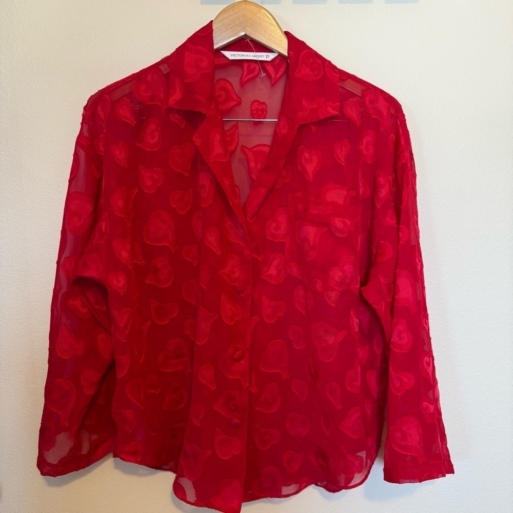 Vintage Victoria’s Secret Sheer Heart Pajama Set size Small